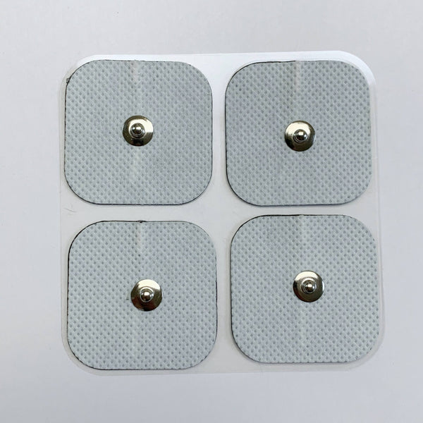 2in x 2in TENS replacement pads with larger snap connectors (4 pads)